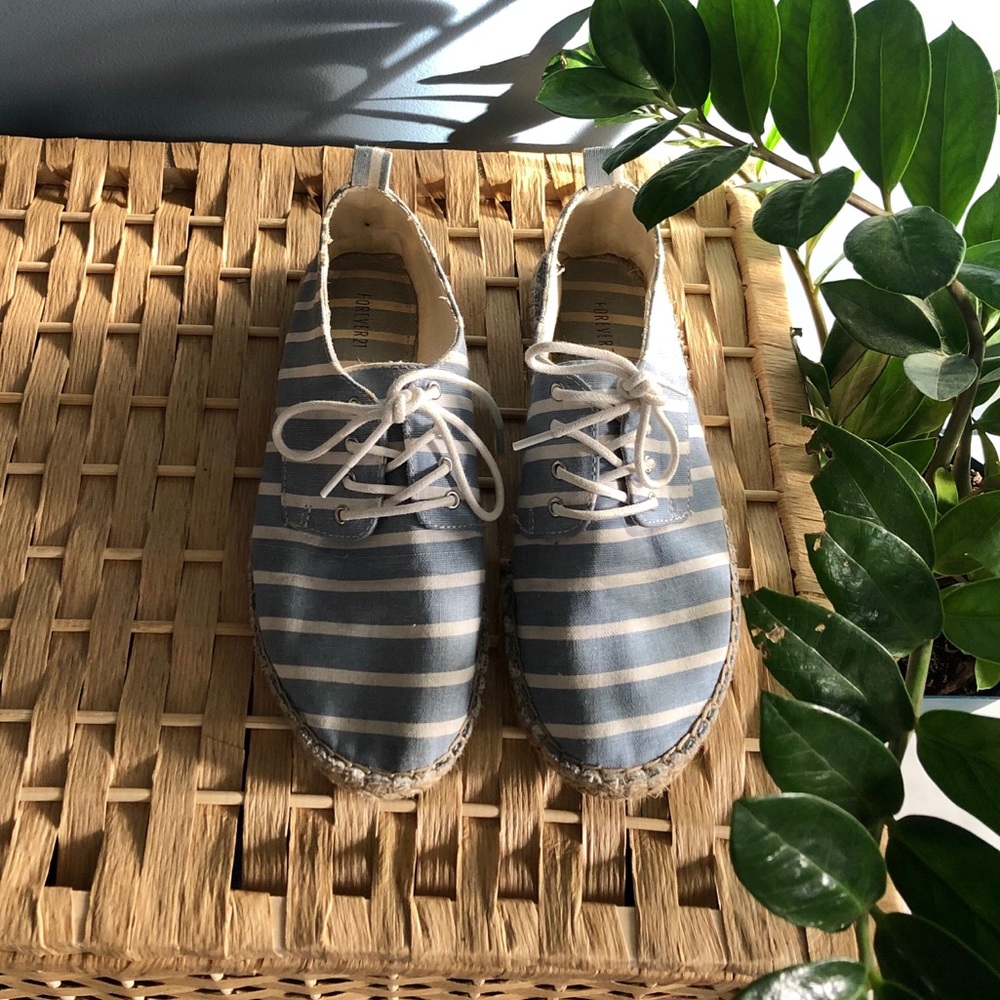 Blue white striped espadrille sneakers - size 6